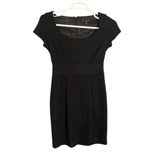 Banana Republic Black Cap Sleeve Sheath Wool Dress Size 4 Business Casual